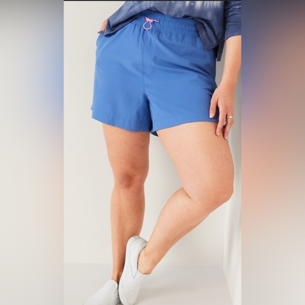 Old Navy Women's Blue StretchTech Quick Dry 4” Drawstring Shorts NWT 4X #1839